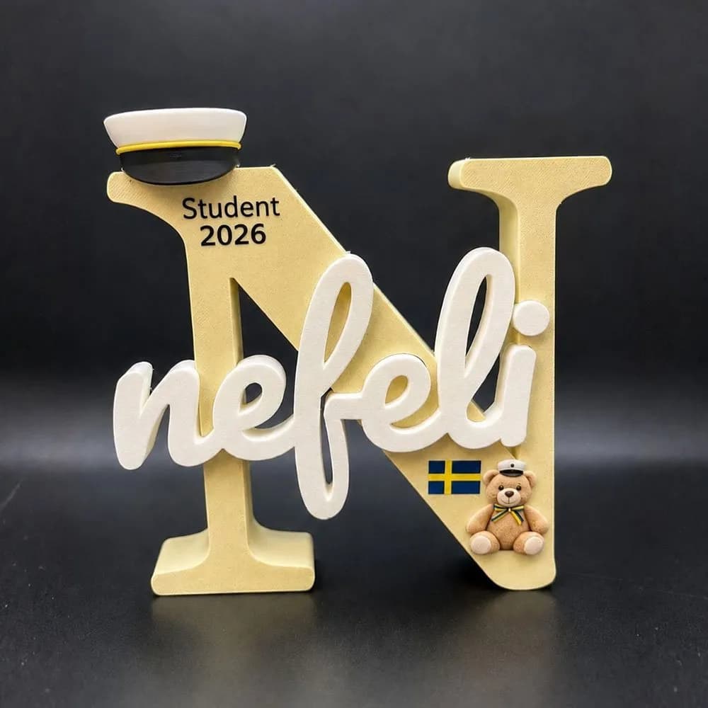 Personlig studentpresent till kille eller tjej 2026 – 3D-namnskylt med namn