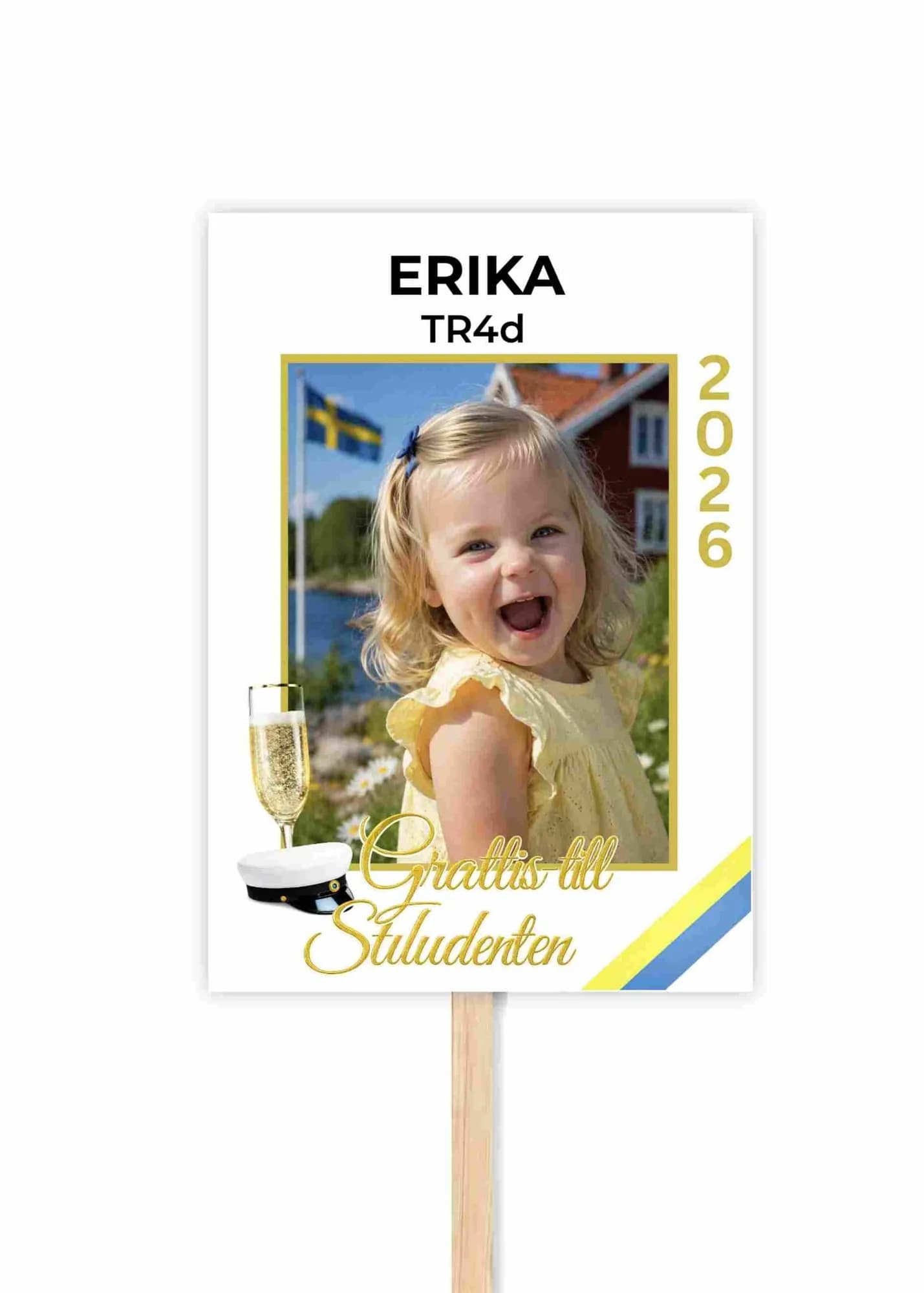 Student sign with gold text